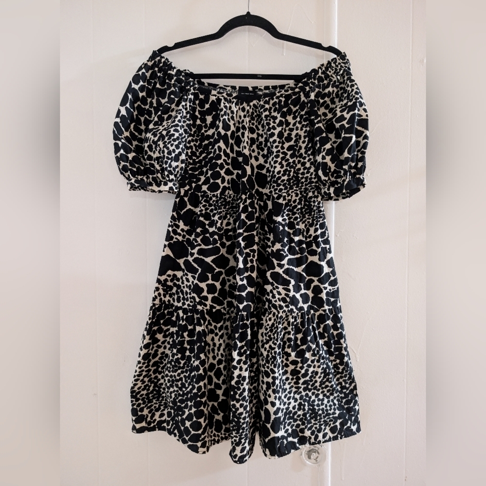 Who What Wear Monochrome Animal Print Dress Like New 100% Cotton